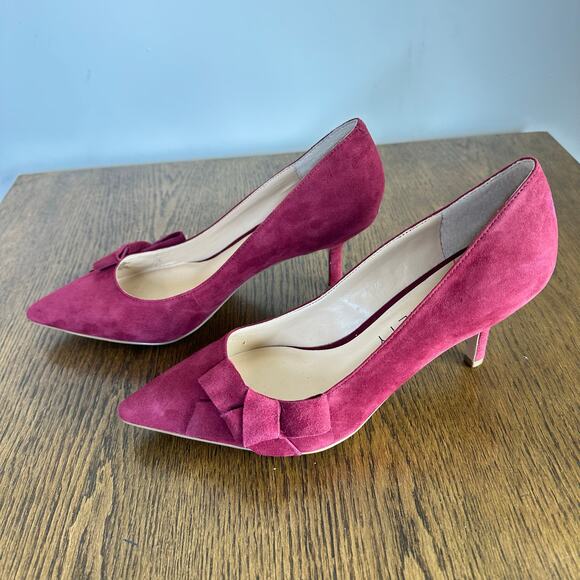 SOLE SOCIETY Red Burgundy Suede Bow Pumps Woman’s‎ 9 B - Picture 4 of 12